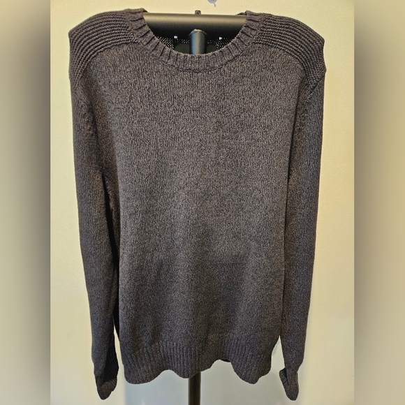 EDDIE BAUER MEN'S DARK GREY HEAVY COTTON KNIT PULLOVER SWEATER SIZE LARGE - Picture 3 of 12